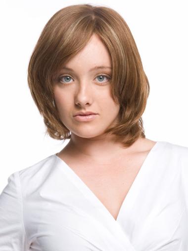 Exquisite Auburn Without Bangs Chin Length Human Hair Women'S Wigs