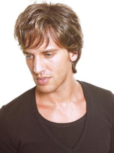 6 Inches Full Lace Straight Affordable Real Hair Mens Wig