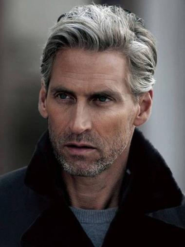 Modern 6 Inches Short Grey Style Wigs For Men