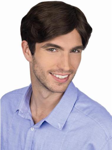 Comfortable 6 Inches Short Without Bangs Real Hair Mens Wig