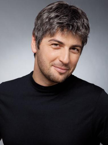 Durable 6 Inches Short Grey Quality Mens Wig