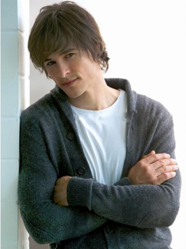 Short Without Bangs Straight Realistic Mens Wigs