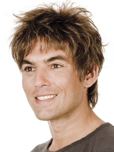 Straight Remy Human Hair Short Sassy Real Hair Wigs For Young Men