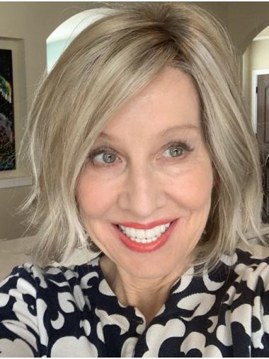 Wavy Human Hair Wig Bobs Lace Front Blonde Remy Human Hair Chin Length Wigs