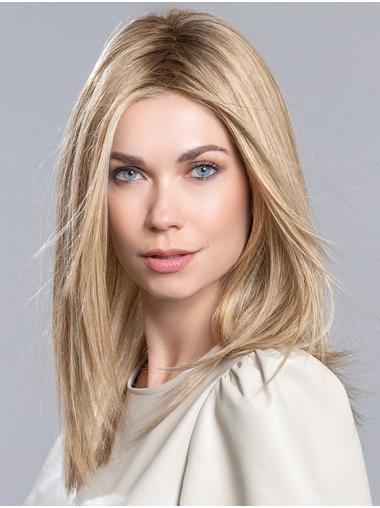 Straight Long Blonde Wigs Monofilament 16" Without Bangs Wigs
