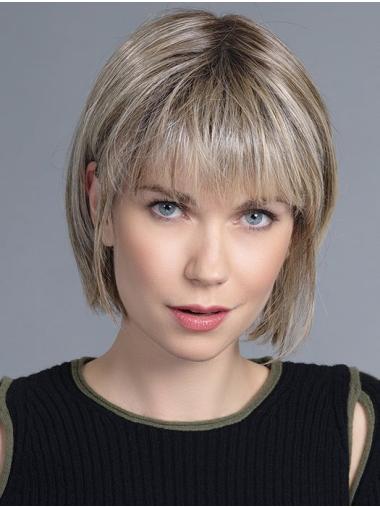 Bob Haircuts Blonde Monofilament Straight 10" Bobs Wigs