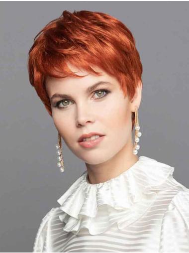 Best Cropped Wigs Straight Monofilament Red Synthetic Wigs