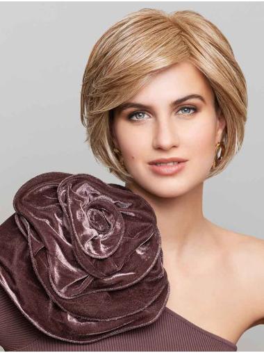 Short Bob Hairstyles Straight 100% Hand-tied Blonde Synthetic Wigs