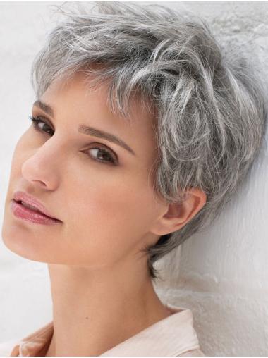 Salt And Pepper Hair Wig Straight Grey 6" Synthetic Wigs