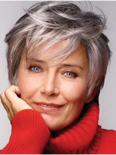 Short Style Hair Wigs Wavy Grey 8" Synthetic Wigs