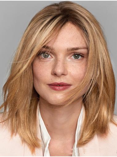 Wig For Women Straight Shoulder Length Blonde With Bangs Wigs