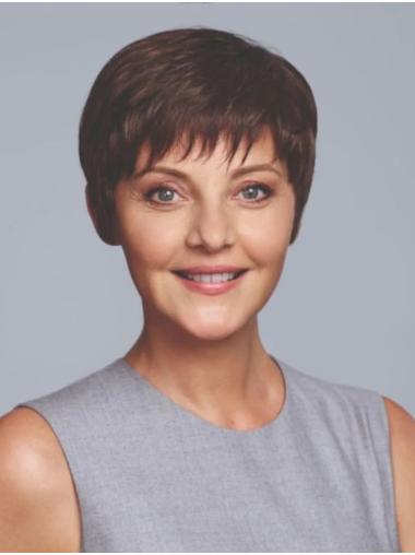 Wigs For Lady 6" Synthetic Cropped 100% Hand-Tied Wigs