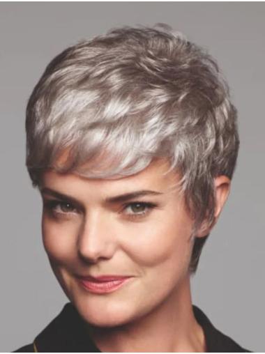 Short Wavy Wigs Boycuts 6" Grey Wigs