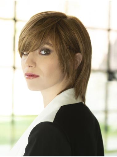 Natural Hair Wigs With Bangs Straight 8" Blonde Wigs