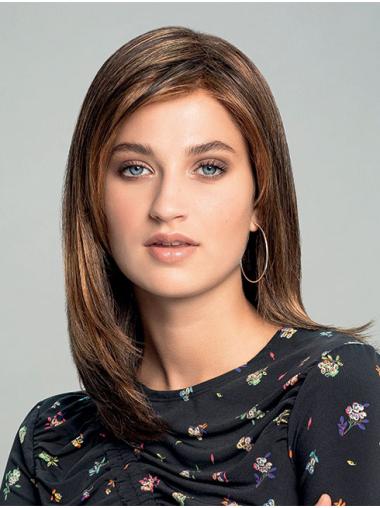 Straight Brown Without Bangs Fashion Synthetic Shoulder Length Lace Wigs