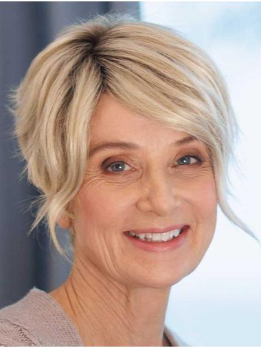 Synthetic Blonde Trendy Straight Boycuts 100% Hand-tied Short Hair Wigs