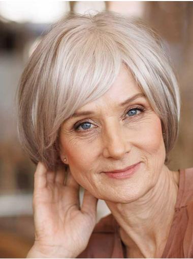 Lace Front Synthetic Straight Durable Chin Length White Bob Haircuts