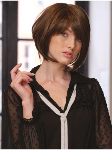 Monofilament Synthetic Straight High Quality Chin Length Brown Bob Haircuts