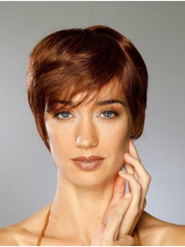 Short Brown Synthetic Boycuts Hairstyles Straight Hand Tied Wigs