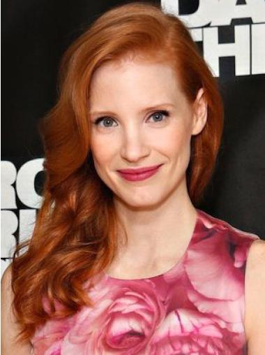 Full Lace Copper Long Good Jessica Chastain Remy Wigs For Women