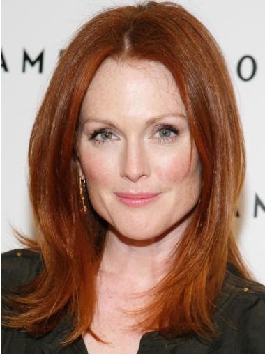 Straight Human Hair Wig Copper Long 16" Sassy Julianne Moore