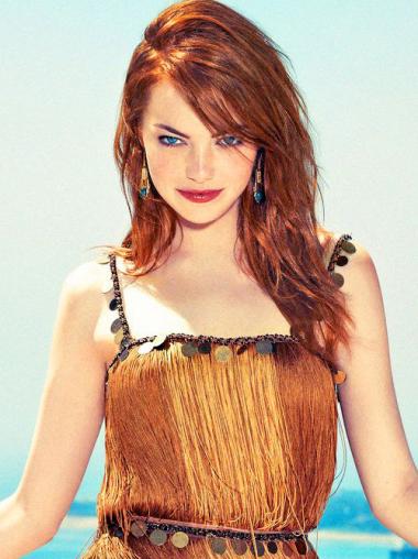 Top Wave Wig Human Hair Capless Copper Stylish Emma Stone Wigs