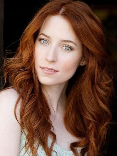 Soft Human Hair Wigs Copper Long Fashion Jessica Chastain