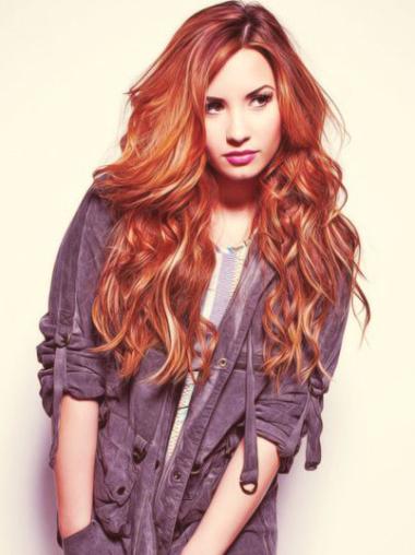Lace Front Copper Wavy 22" Cheap Wigs That Look Real Demi Lovato
