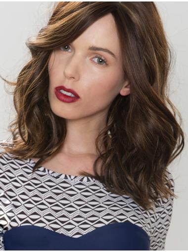 Brown Wavy Suitable Medium Length Monofilament Wig