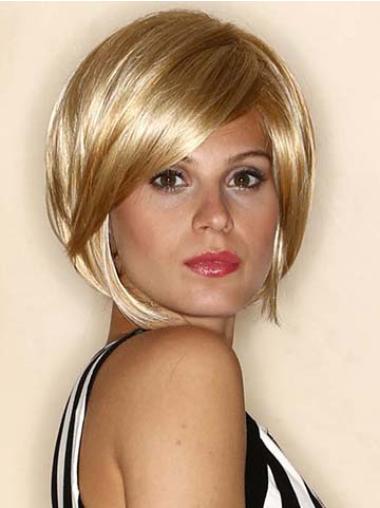 10 Inches Synthetic Chin Length Straight Blonde Medium Wig