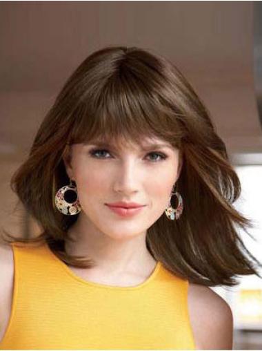 With Bangs Shoulder Length Cheap Synthetic Lace Front Wigs