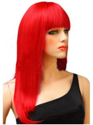 Red Long Synthetic Exquisite Glueless Lace Wig