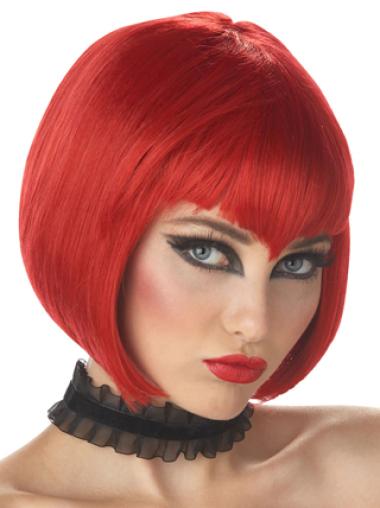 Red Straight Synthetic Convenient Bob Lacefront Wigs