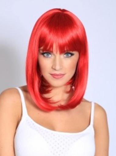 Natural Lace Front Wig With Bangs 14" Amazing