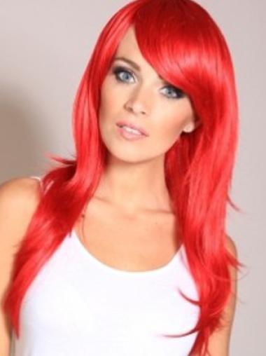 Red Long 20 Inches Style High Density Silk Top Lace Wigs
