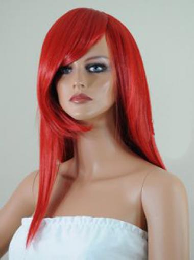 Lace Front Straight Long Sassy Red Wig Human Hair
