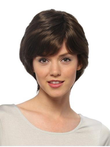 100% Hand-Tied Black Straight No-Fuss Remy Human Hair Short Wigs