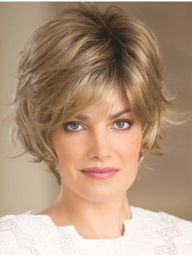 Layered Synthetic Natural Monofilament Wigs Short