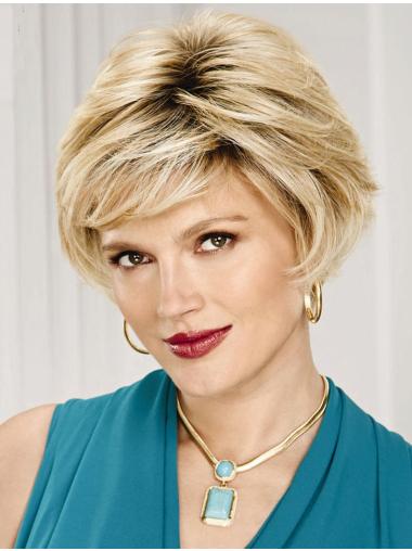 Good Capless 8 Inches Chin Length Wavy Classic Women'S Blonde Wig