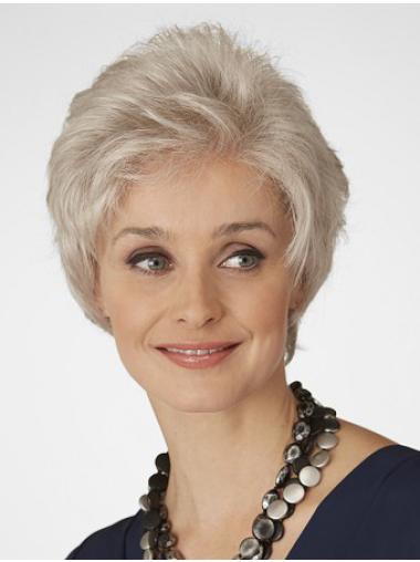 Synthetic Short Wavy Beautiful Gorgeous Grey Wigs For Women