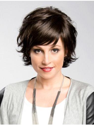 Beautiful Chin Length With Bangs Wavy Wigs Gor Black Women