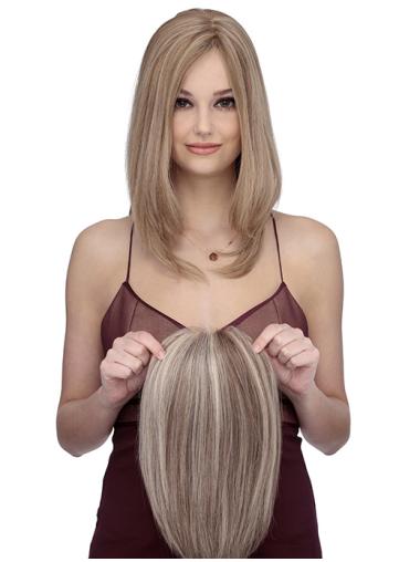 Without Bangs Popular Blonde Human Hair Lace Front Wigs