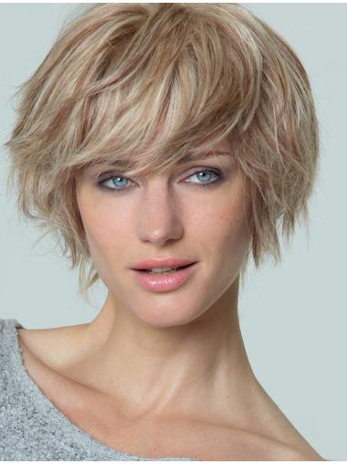 Short Boycuts Blonde 6 Inches Synthetic Hand Tied Wigs