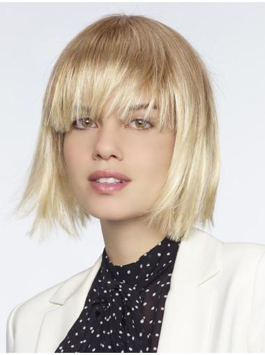 Blonde Chin Length Ideal Monofilament Wig With Bangs