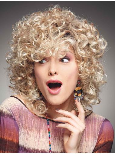 Curly 16 Inches Stylish Lace Front Wig Blonde