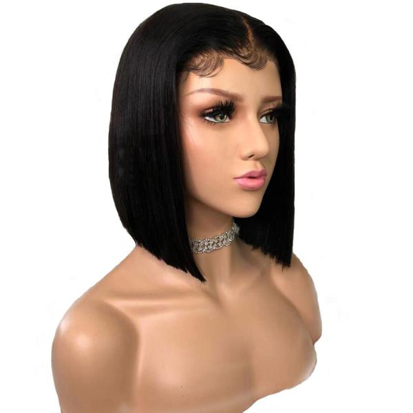 Short Lace Front Human Hair Wigs Straight Bob Wigs With Baby Hair Pre Plucked