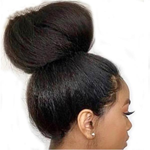 Pre Plucked Hairline Yaki Straight Front Lace Wigs Brazilian Remy Hair Wigs With Baby Hair