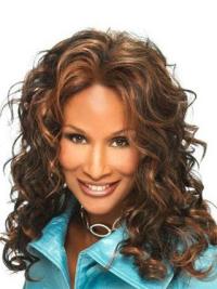 Brown 16 Inches Beverly Johnson Human Hair Curly Wigs