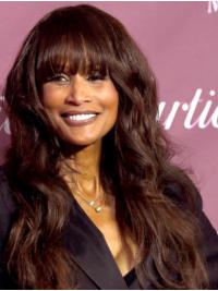 Wavy 22" Capless Long With Bangs Brown Sassy Beverly Johnson Wigs