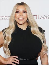 Wavy 26" Lace Front Long Without Bangs Platinum Blonde Incredible Wendy Williams Wigs